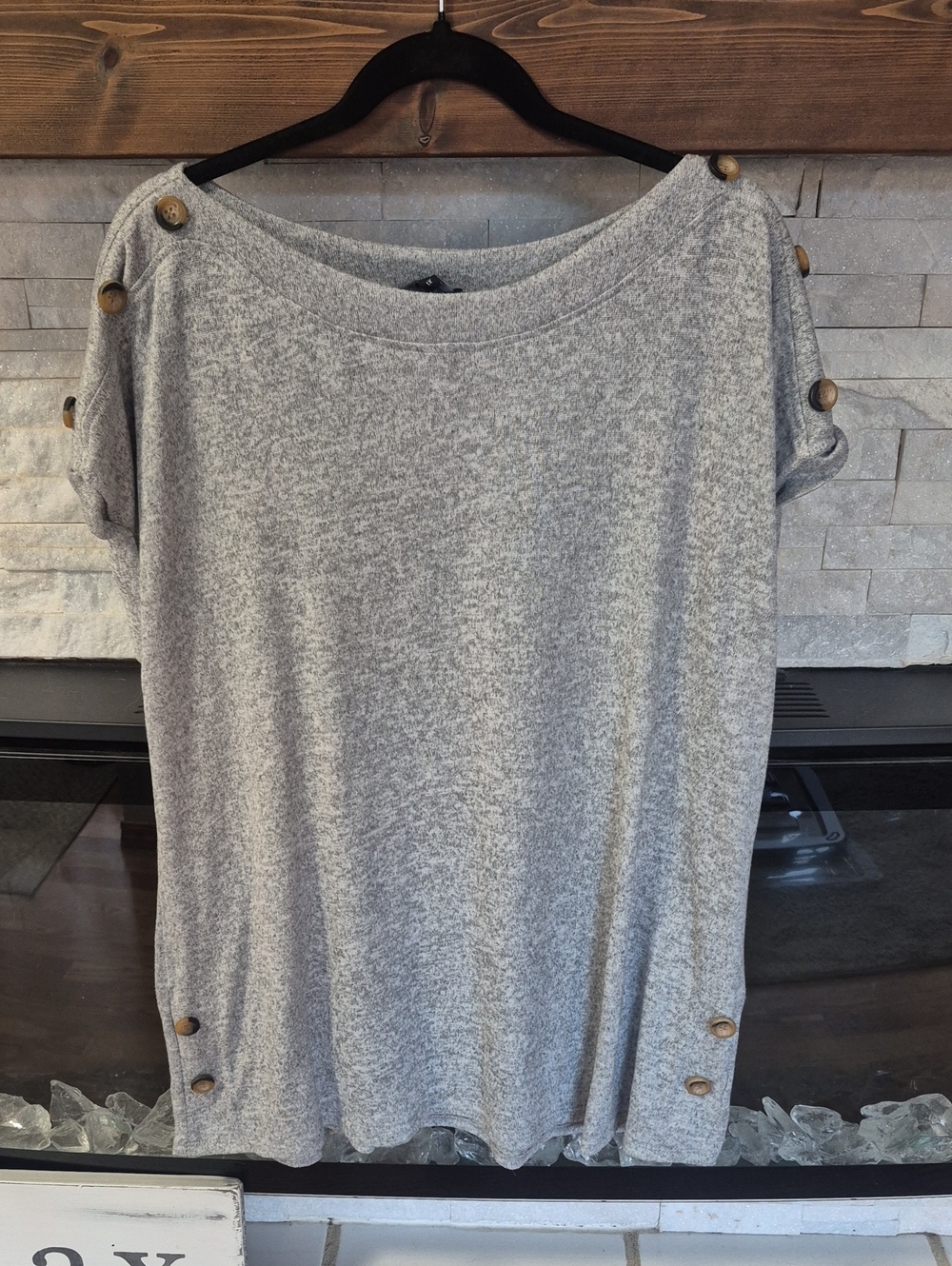 Cozy Heather Gray Button-Detail Women's Tunic Top